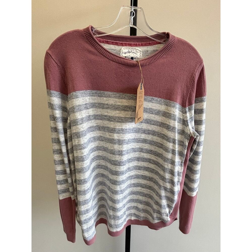 Mantaray Women's Gray Pink Long Sleeve Striped Sweater Size 18 NWT #47682